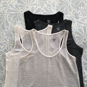 Set of FOUR Knit Linen Layering Tanks, Size XS